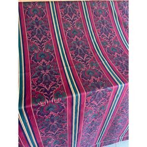 Vtg Thibaut Fabric Red Green Aristotle Stripe 71"x56" Polished Cotton Elegant